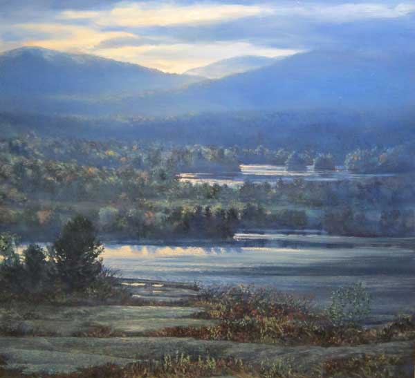 Camden Hills Sunset Maine Landscape Painting by David Rosenthal Fine Art